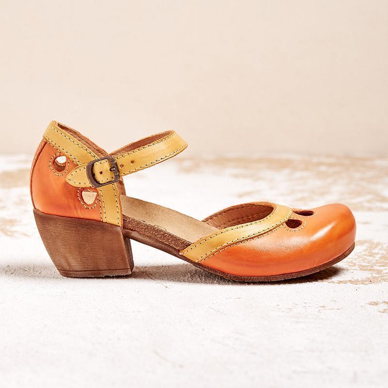 Orthotic Sandals with Wear | Cut-Out Mary Jane Block Heels