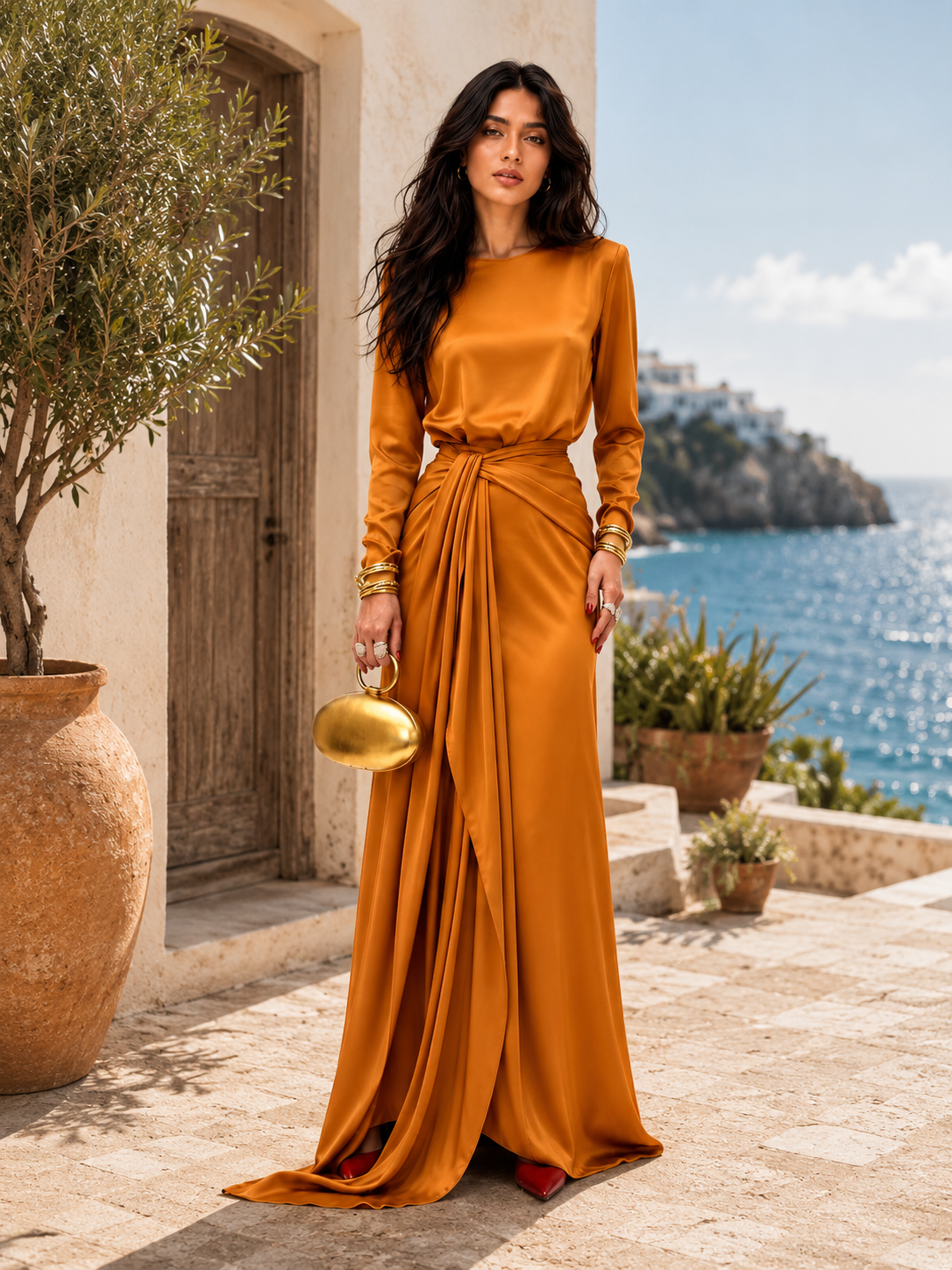 Elegant Draped Maxi Dress