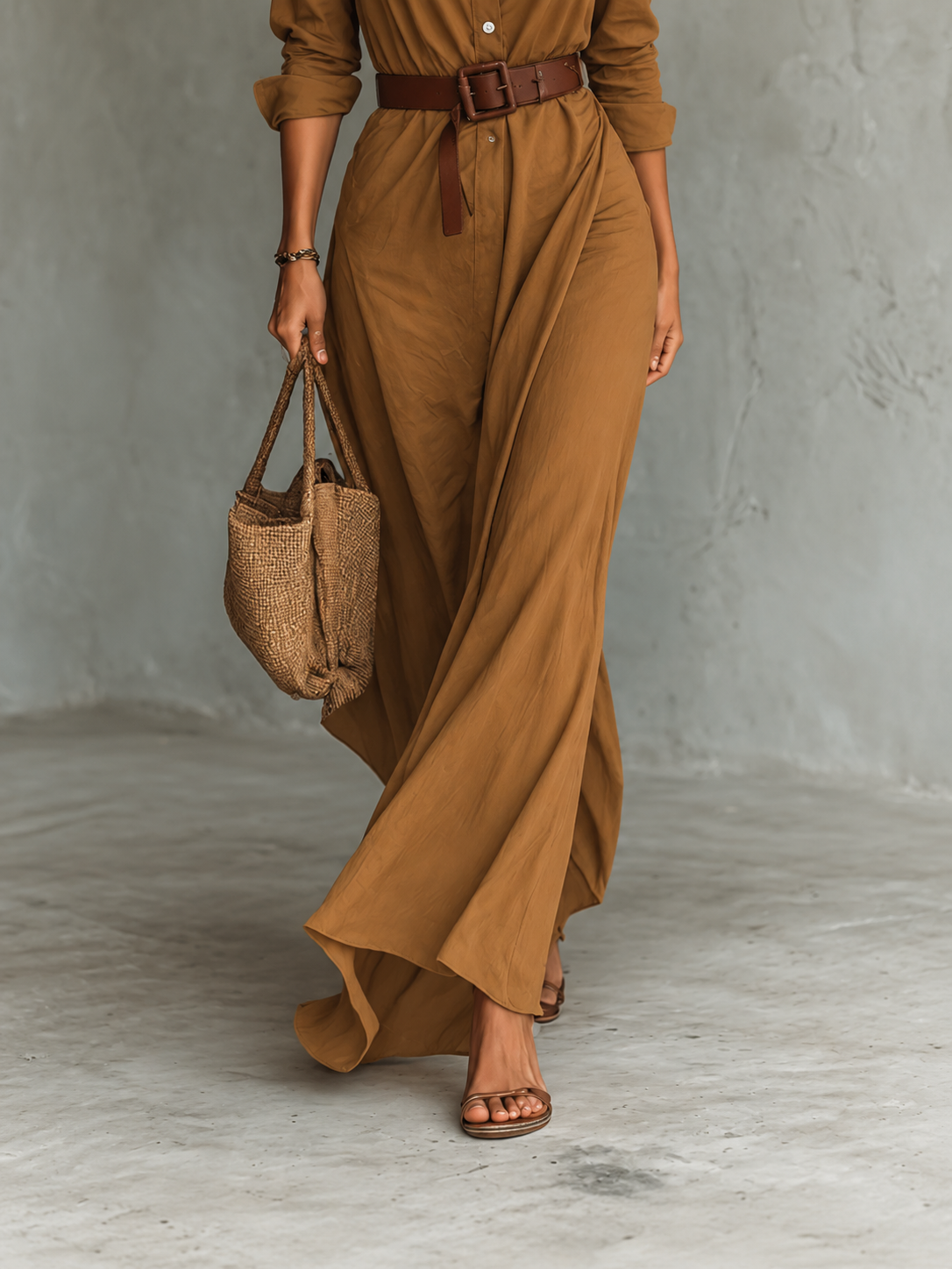 Federica - Long Dress with Lapels and Long Sleeves