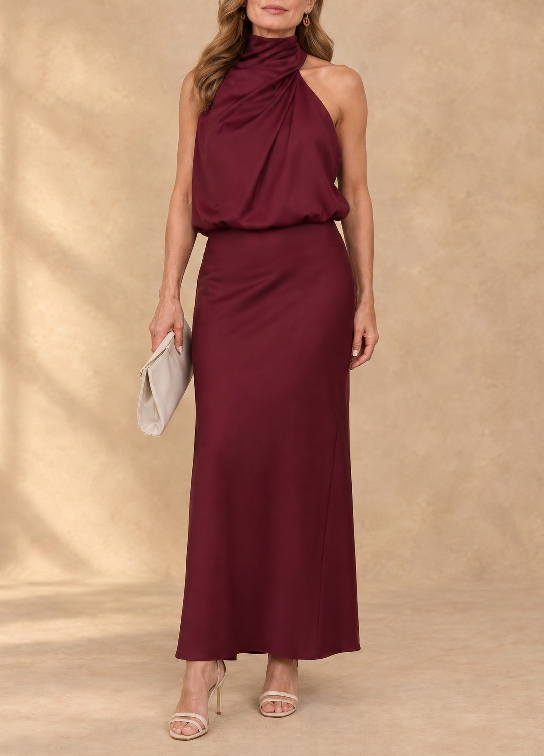 Billie | Sleeveless Draped Neck Midi Dress