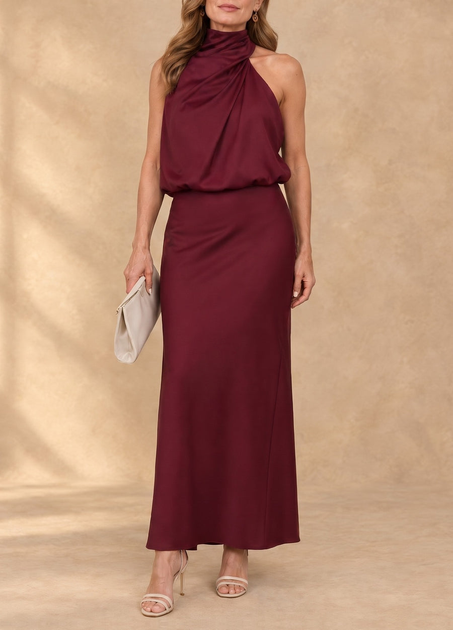 Billie | Sleeveless Draped Neck Midi Dress