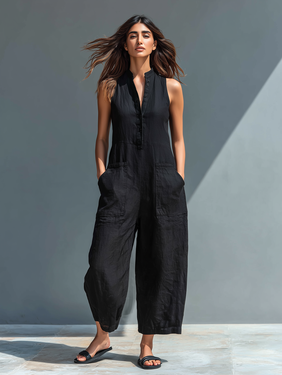 Silvia - Minimalist Sleeveless Dungarees