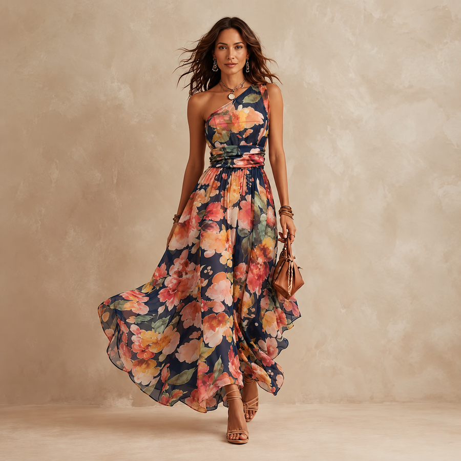 Celeste | One-Shoulder Floral Maxi