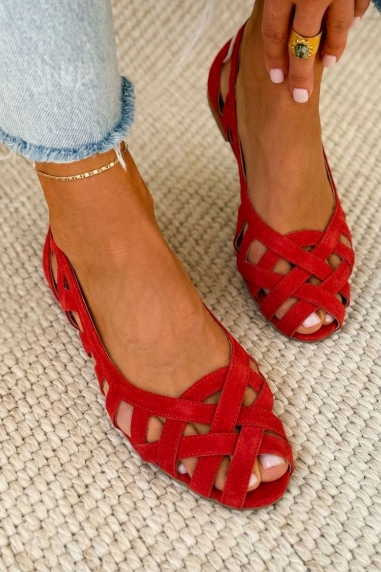Casual Low Open Toe Woven Sandals with Crossed Straps