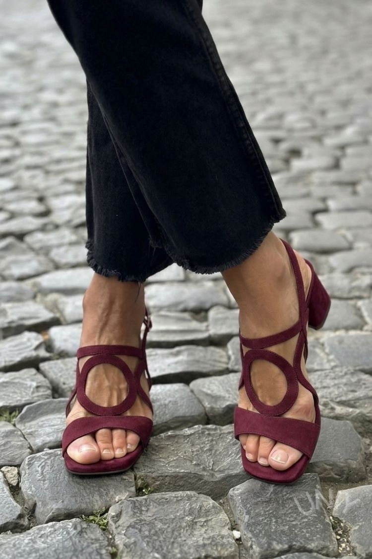 Cut-out Yellow Slingback Heeled Sandals with Square Toe