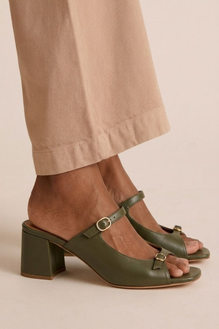 Wide Heeled Cut-Out Colour Block Slingbacks Gold