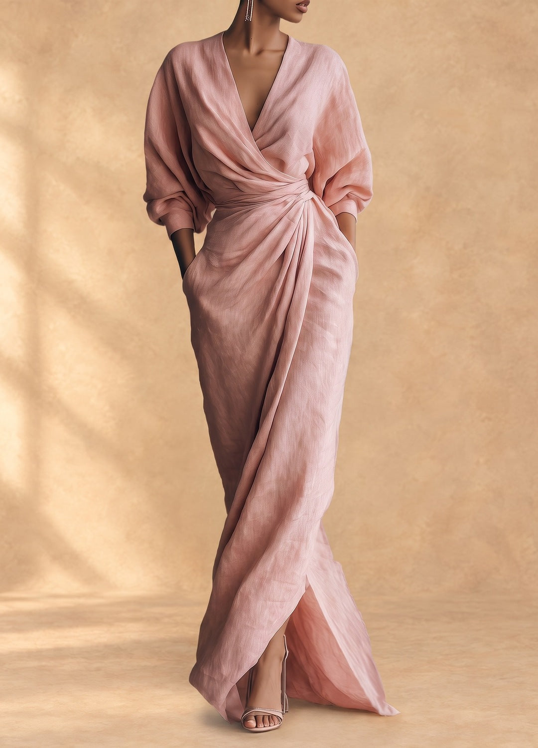 Jaimee | Pink Maxi Dress with V-Neck