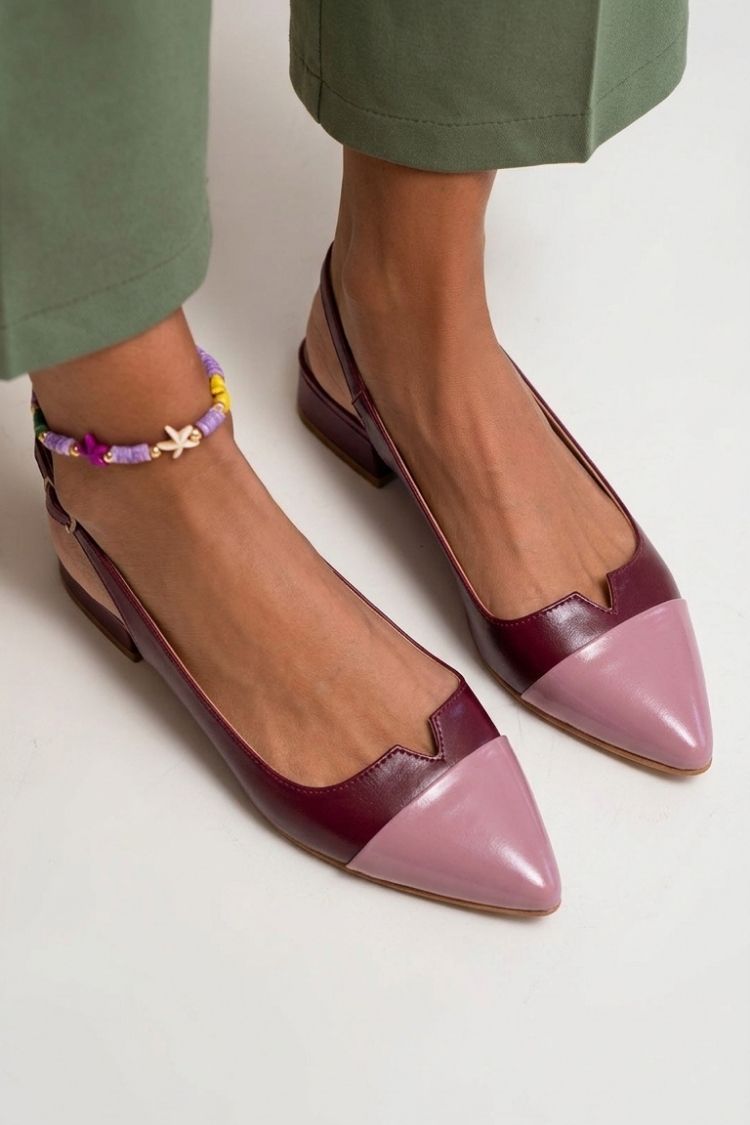 Cut-out Colour Block Slingback Ballerinas with Buckle