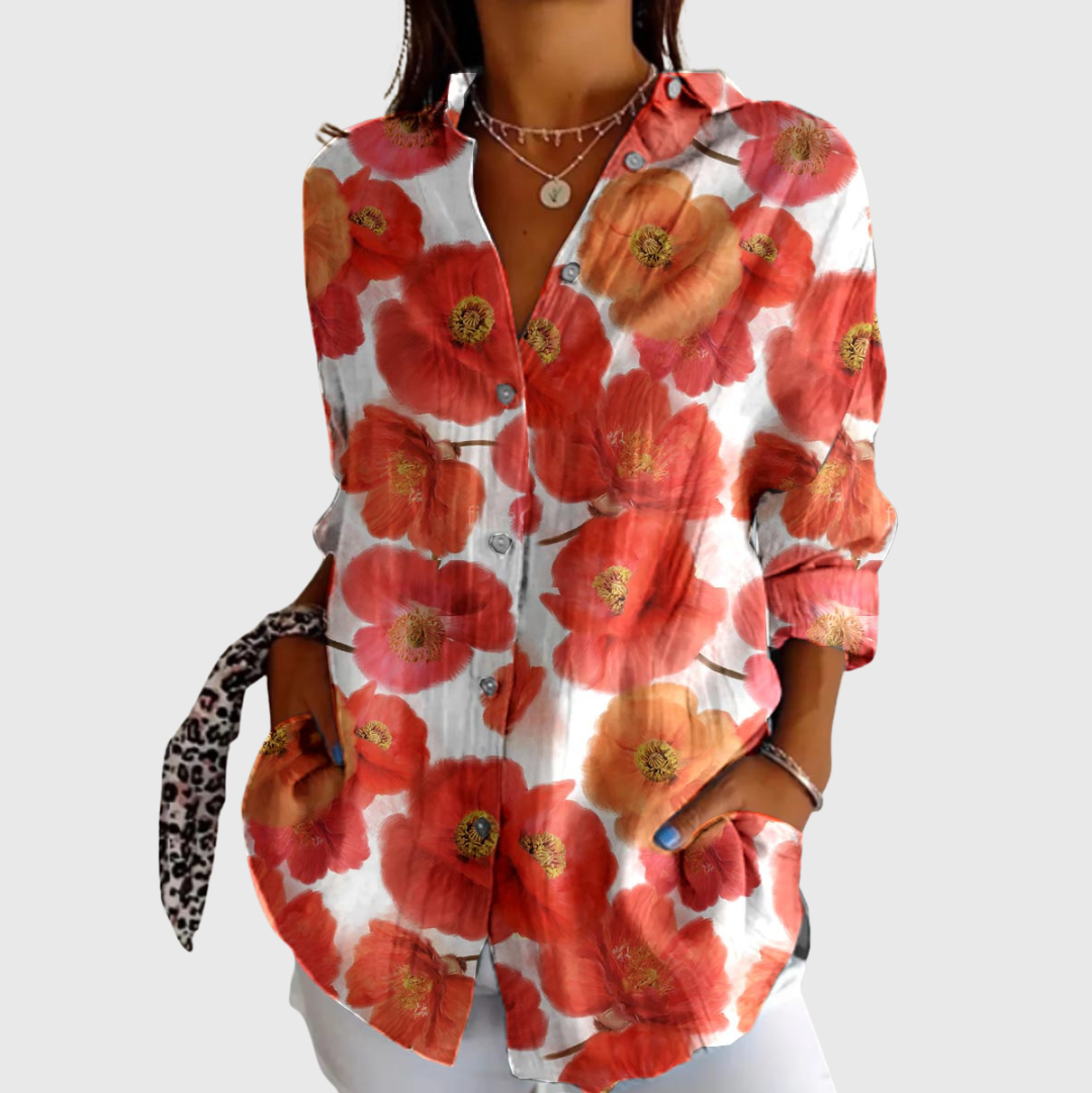 Dieuwertje light blouse with colourful print