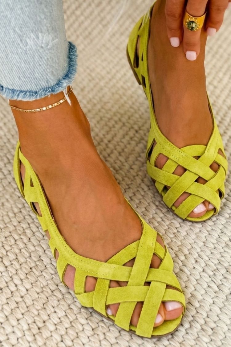 Casual Low Open Toe Woven Sandals with Crossed Straps