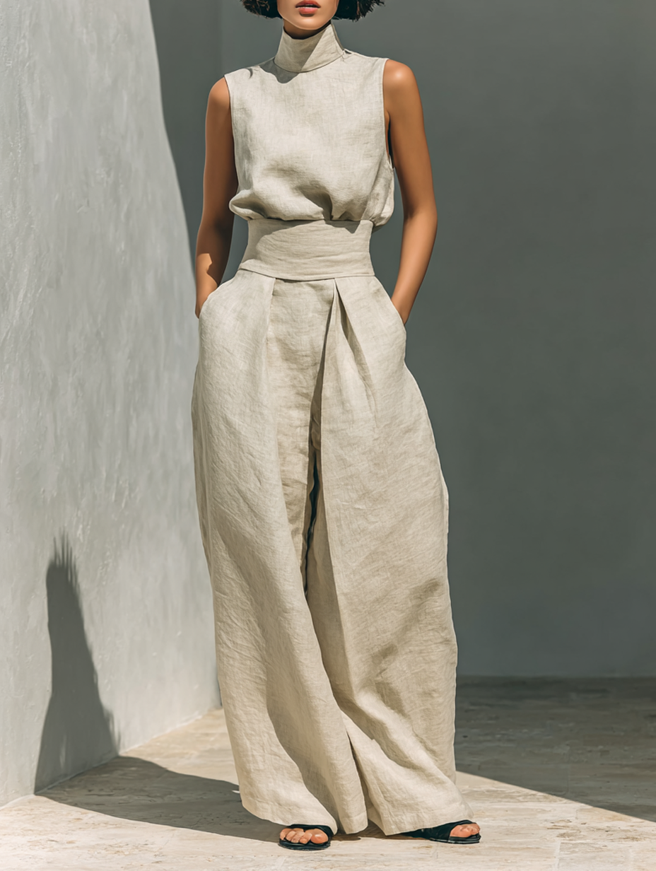 Venancia™ | Minimalist Top and Wide Leg Trousers Set