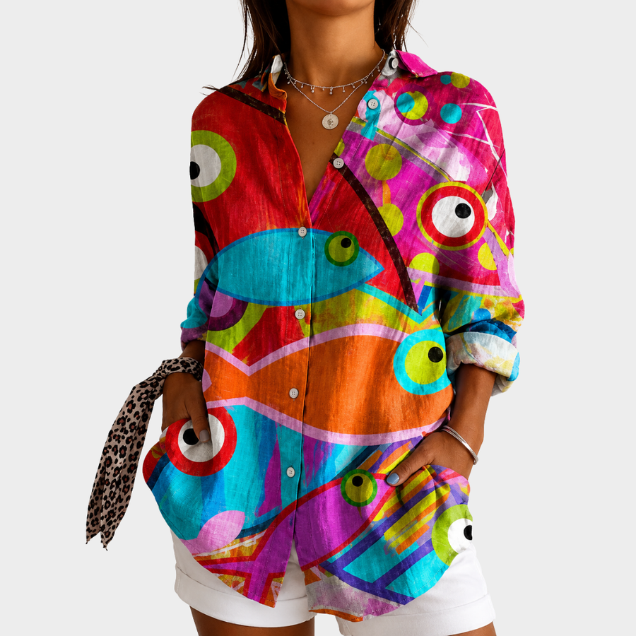 Dannii | Vibrant Mosaic Art Blouse