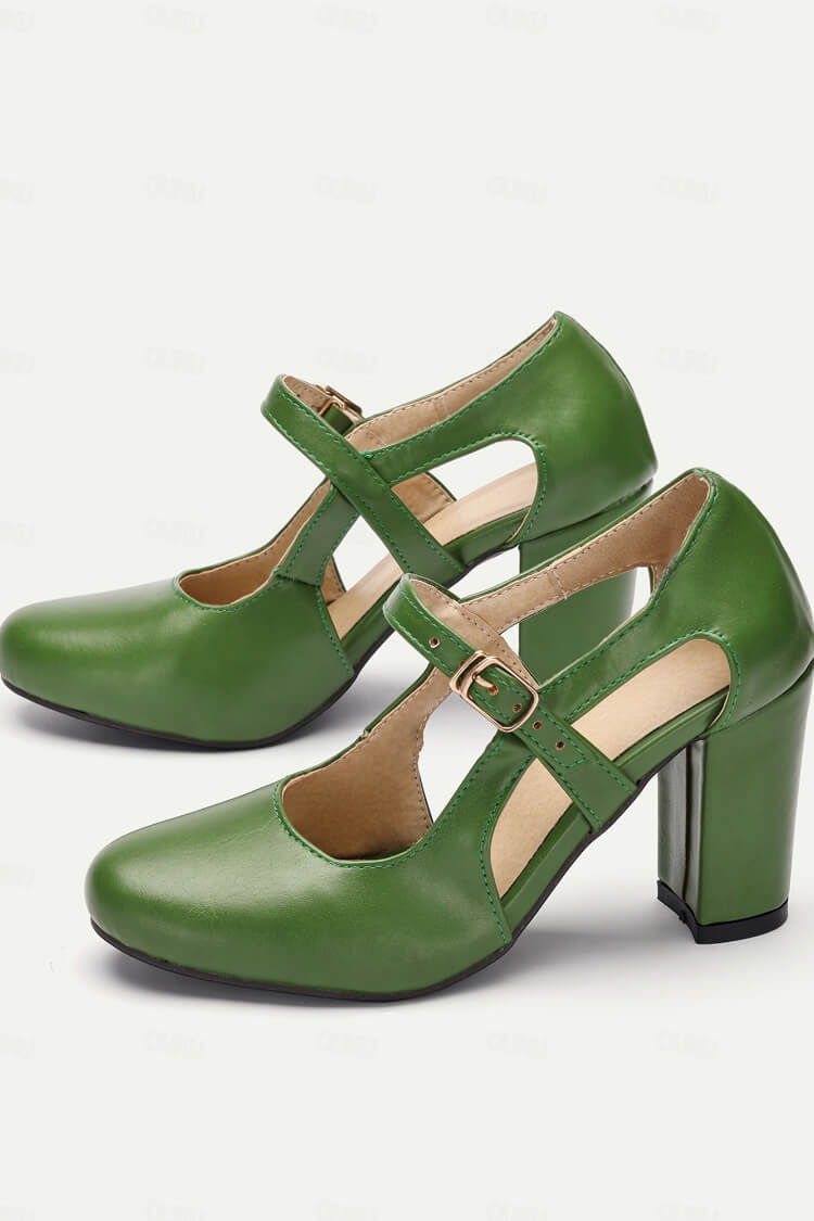 Kylie | Classic T-Strap Block Heels