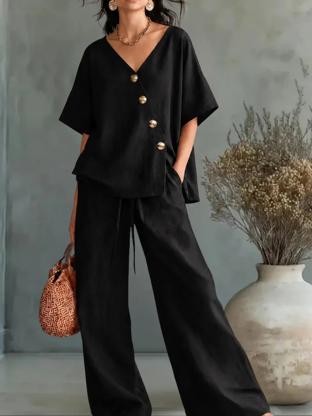 Celia Outfit with V-Neck and Buttons