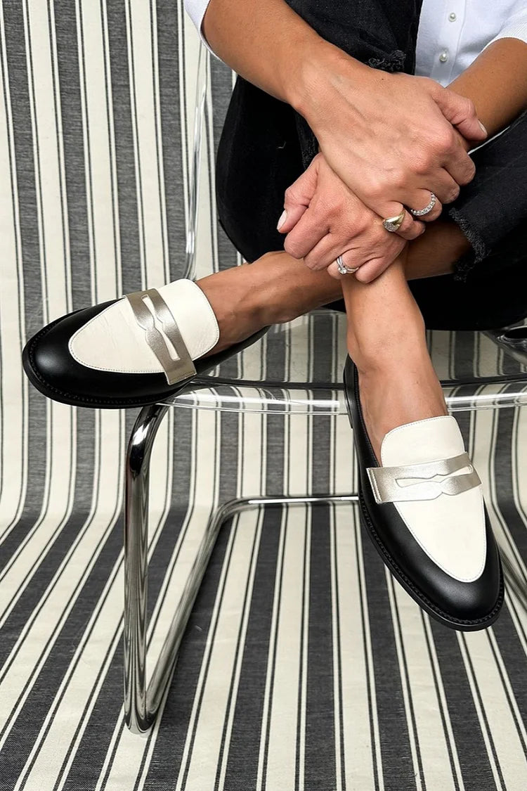 Classic Black and White Loafers