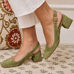 Essential Block Heel Slingbacks with Square Toe and Buckle