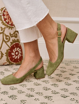 Essential Block Heel Slingbacks with Square Toe and Buckle