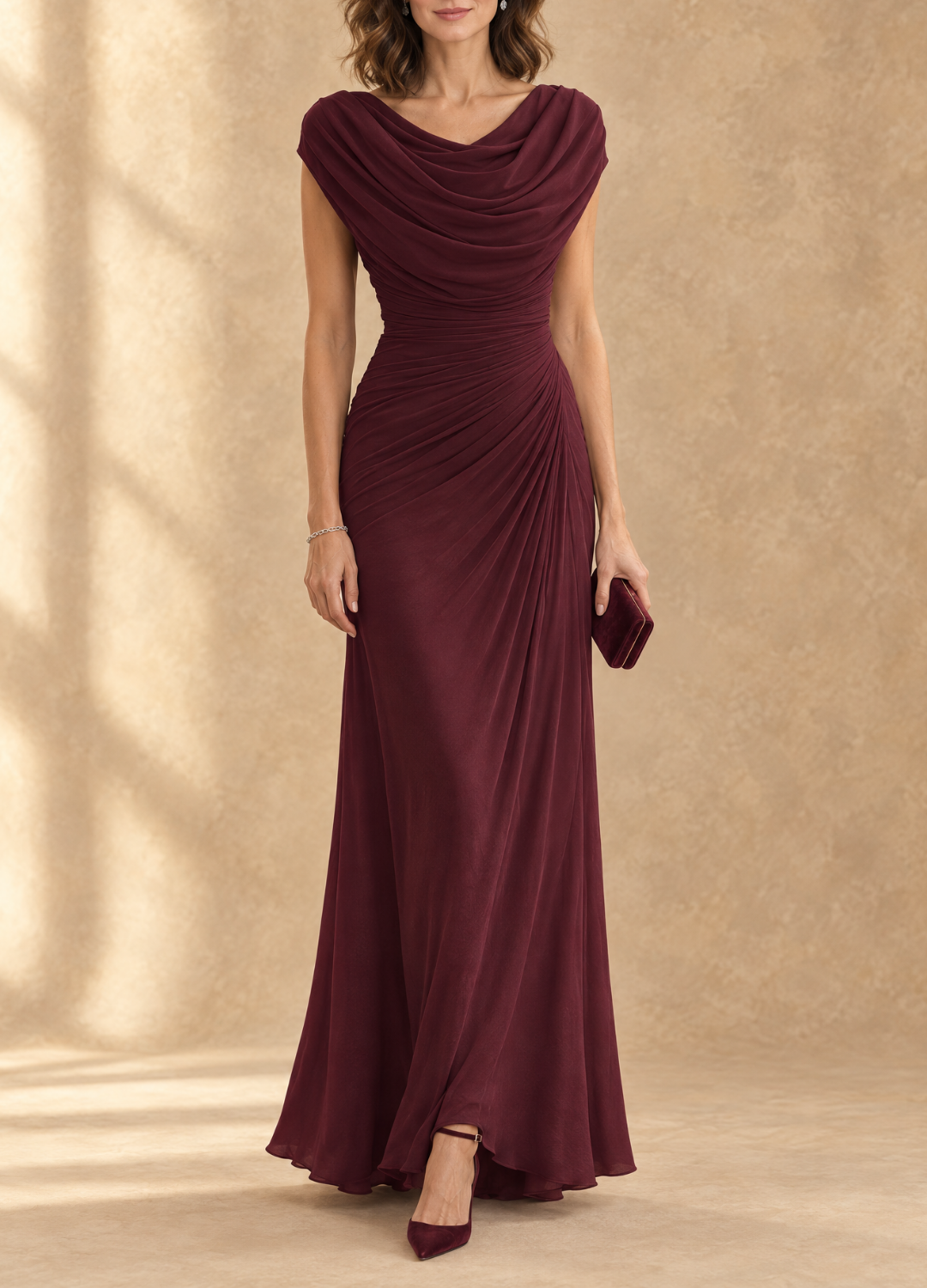 Cynthia | Cowl Neck Draped Maxi Dress