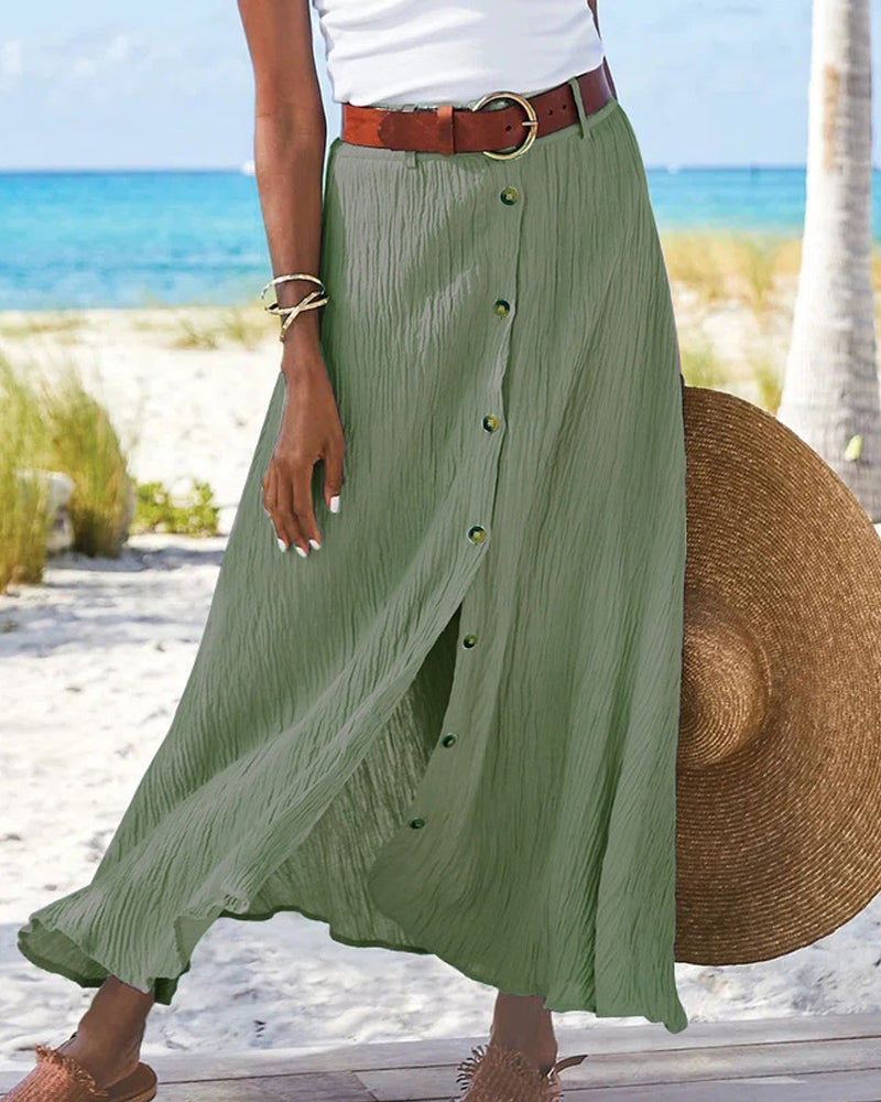 Syndy Flowy Skirt with Buttons