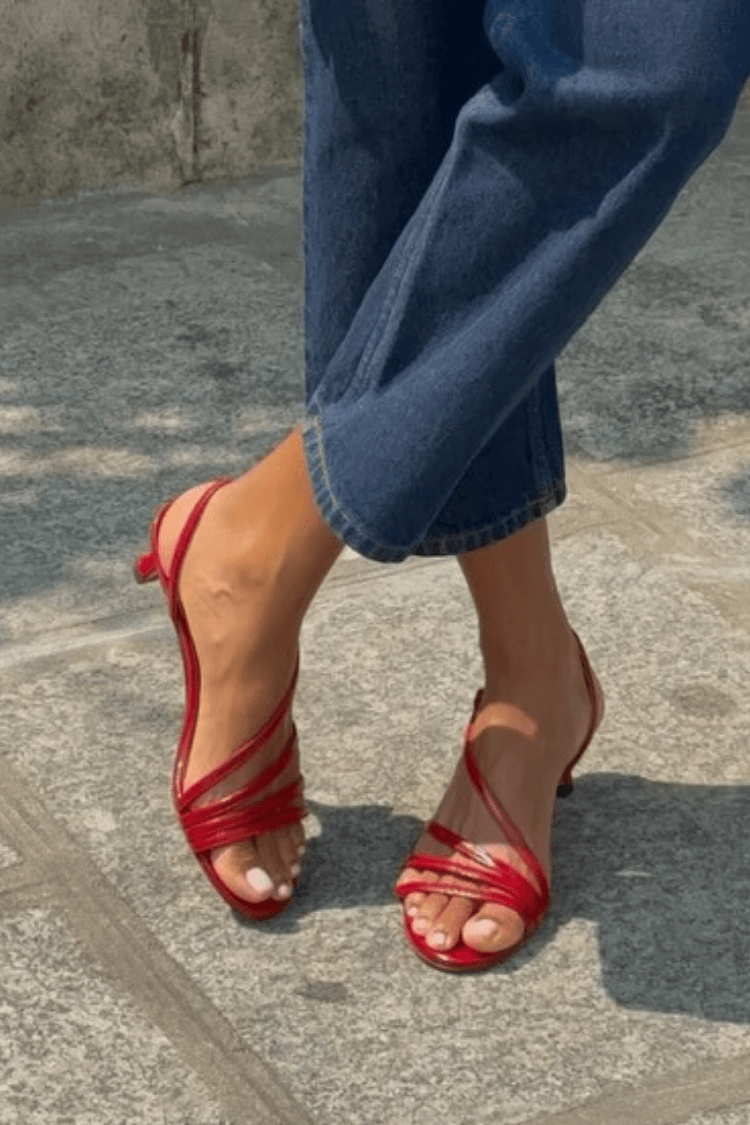Metallic Open-Toe Sandals with Ankle Strap and Crossed Straps