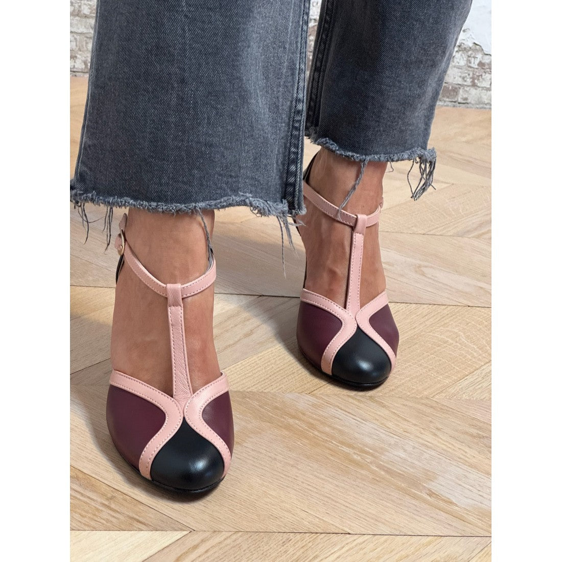 Hayley | Retro Two-Tone T-Bar Heels