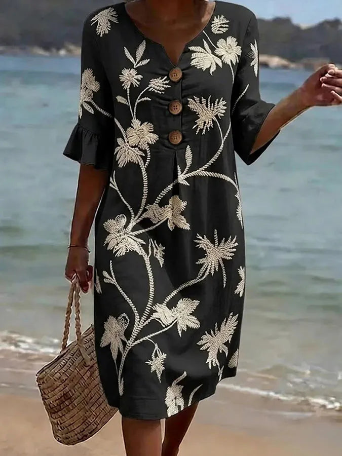 Women's Casual Dress with Floral Print