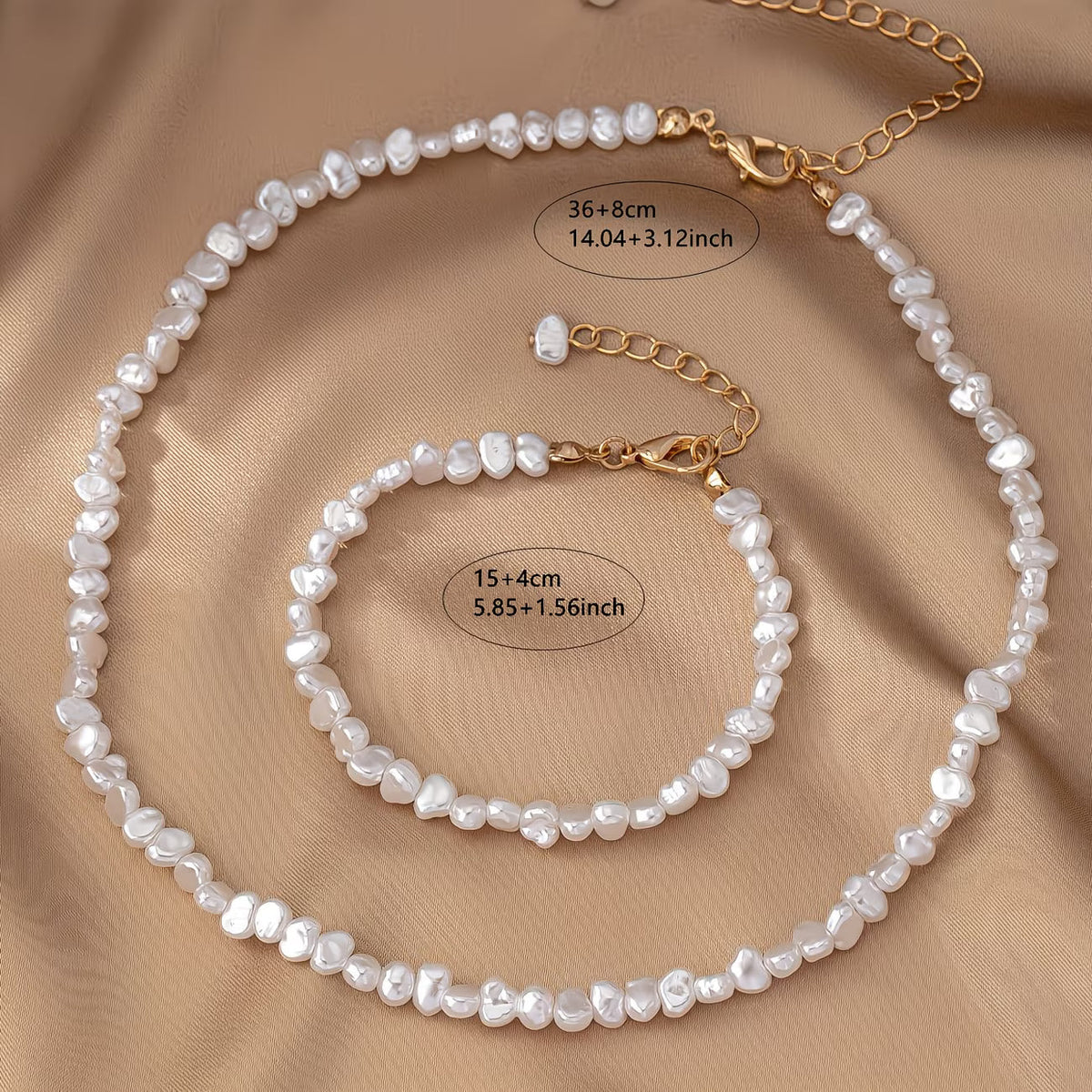 Set necklace and bracelet with baroque pearls