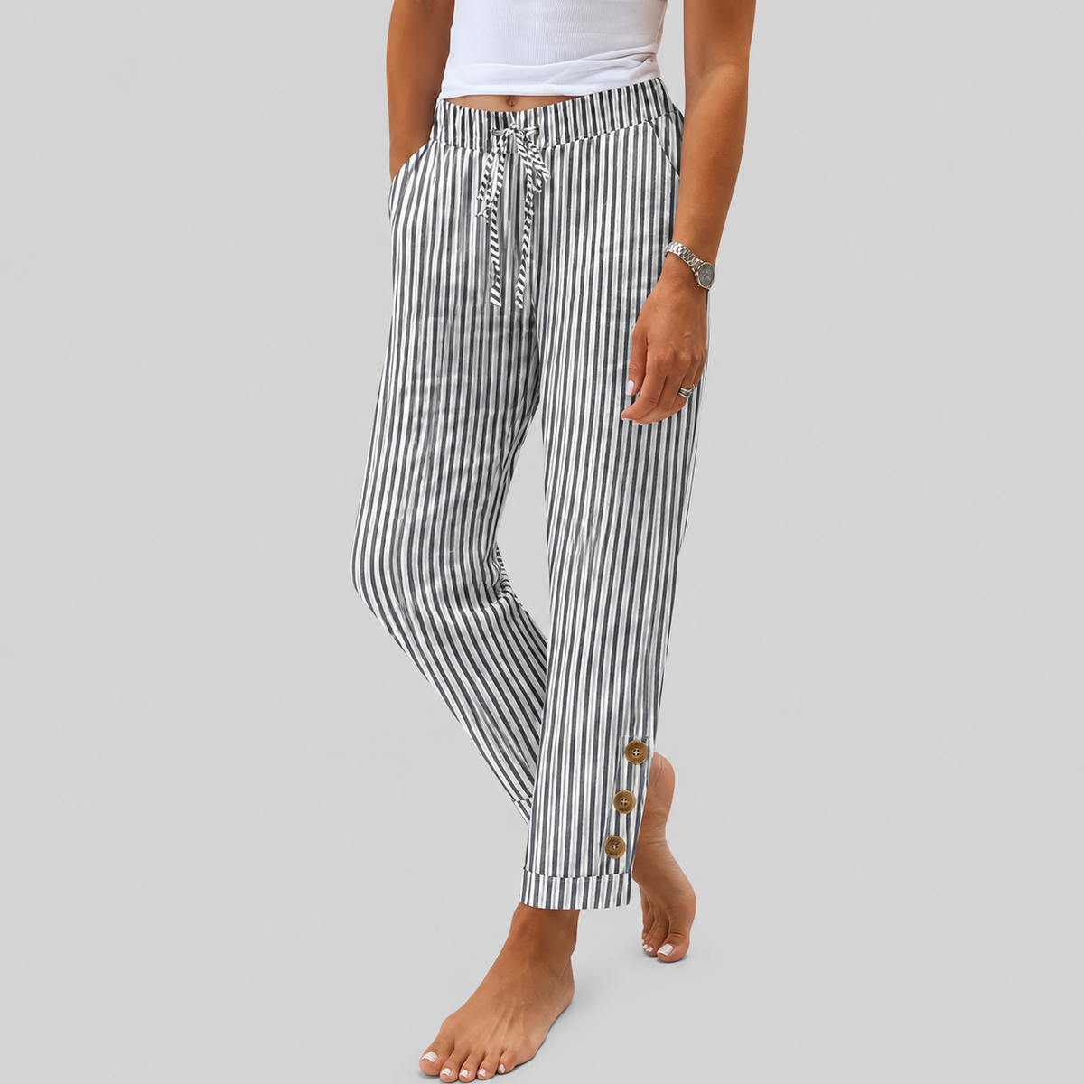 Raquelle Striped Casual Trousers