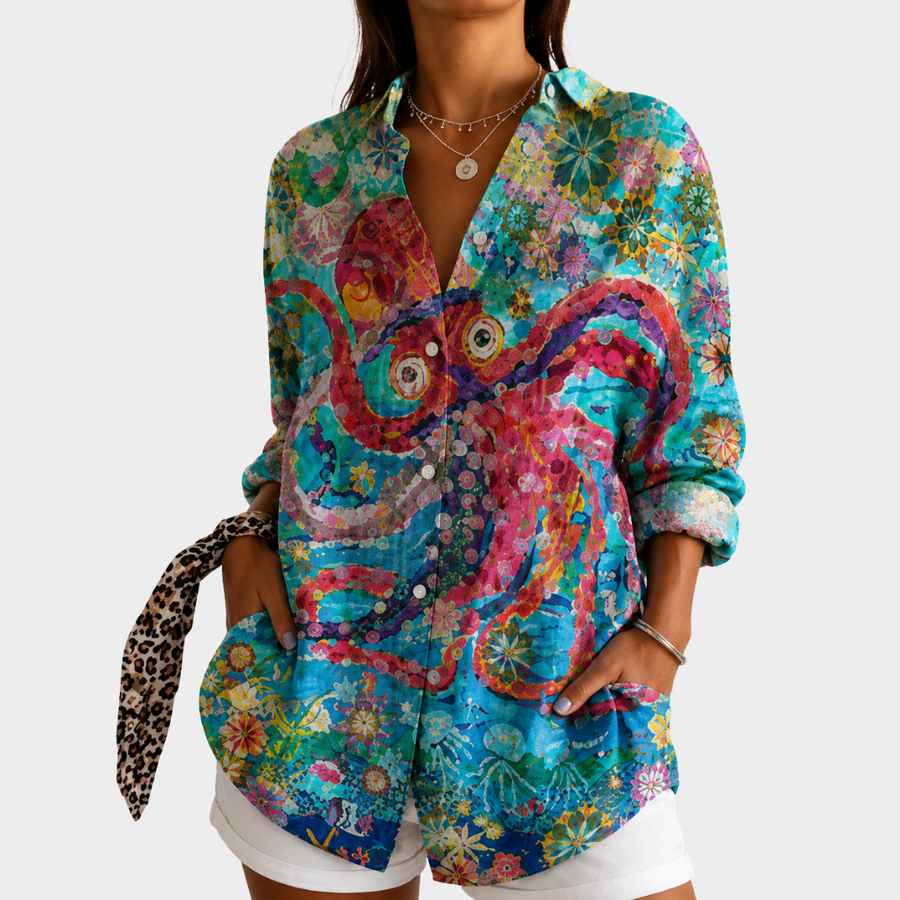 Taryn | Ocean Bloom Art Blouse
