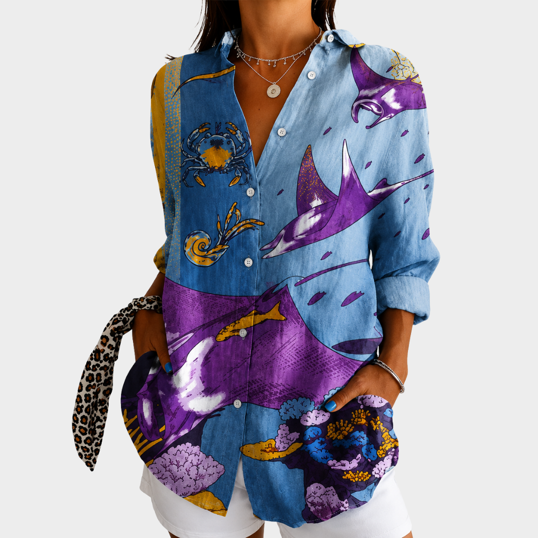 Carly | Ocean Dreams Art Blouse
