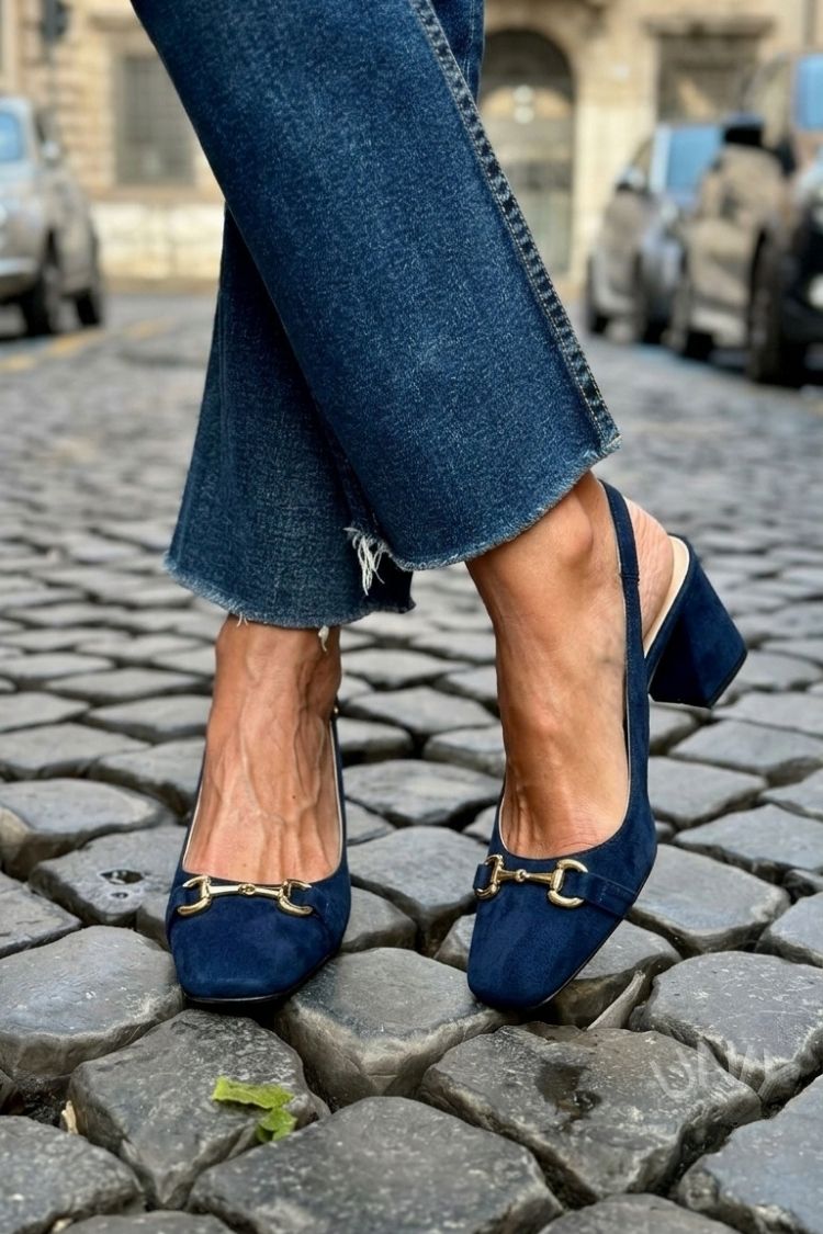 Olive Suede Block Heel Slingbacks
