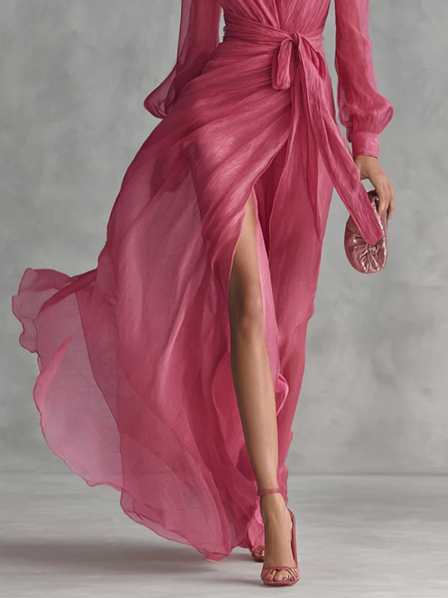 Gloria Maxi Dress in Chiffon with V-Neck