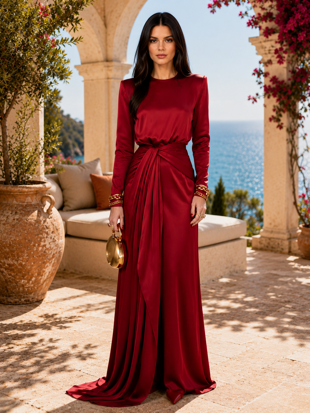 Elegant Draped Maxi Dress