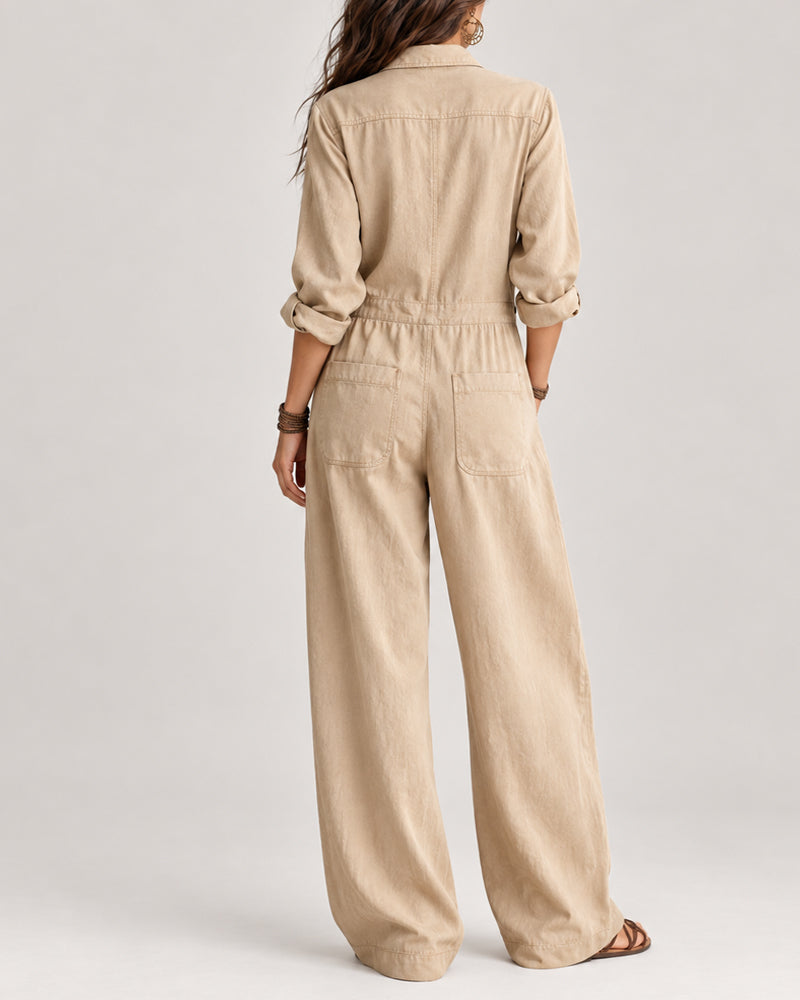Relaxed Button-Front Jumpsuit