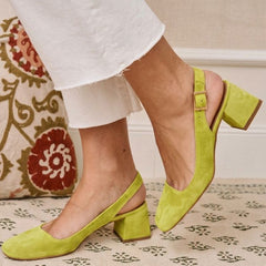 Essential Block Heel Slingbacks with Square Toe and Buckle