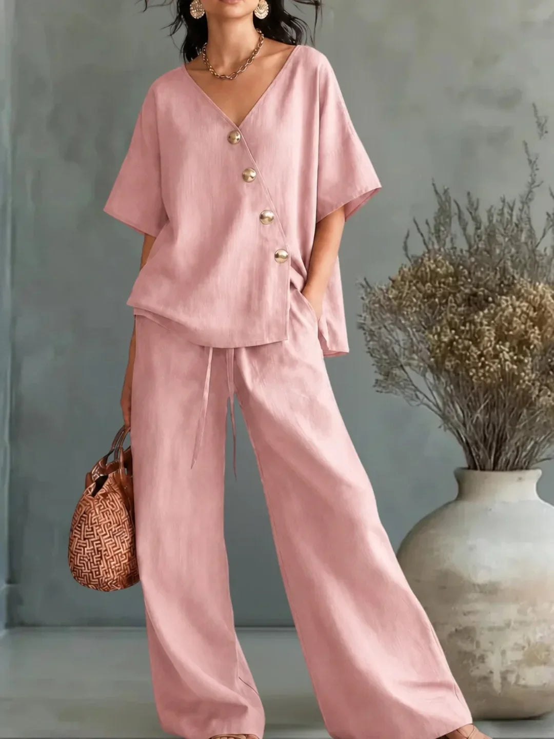Celia Outfit with V-Neck and Buttons