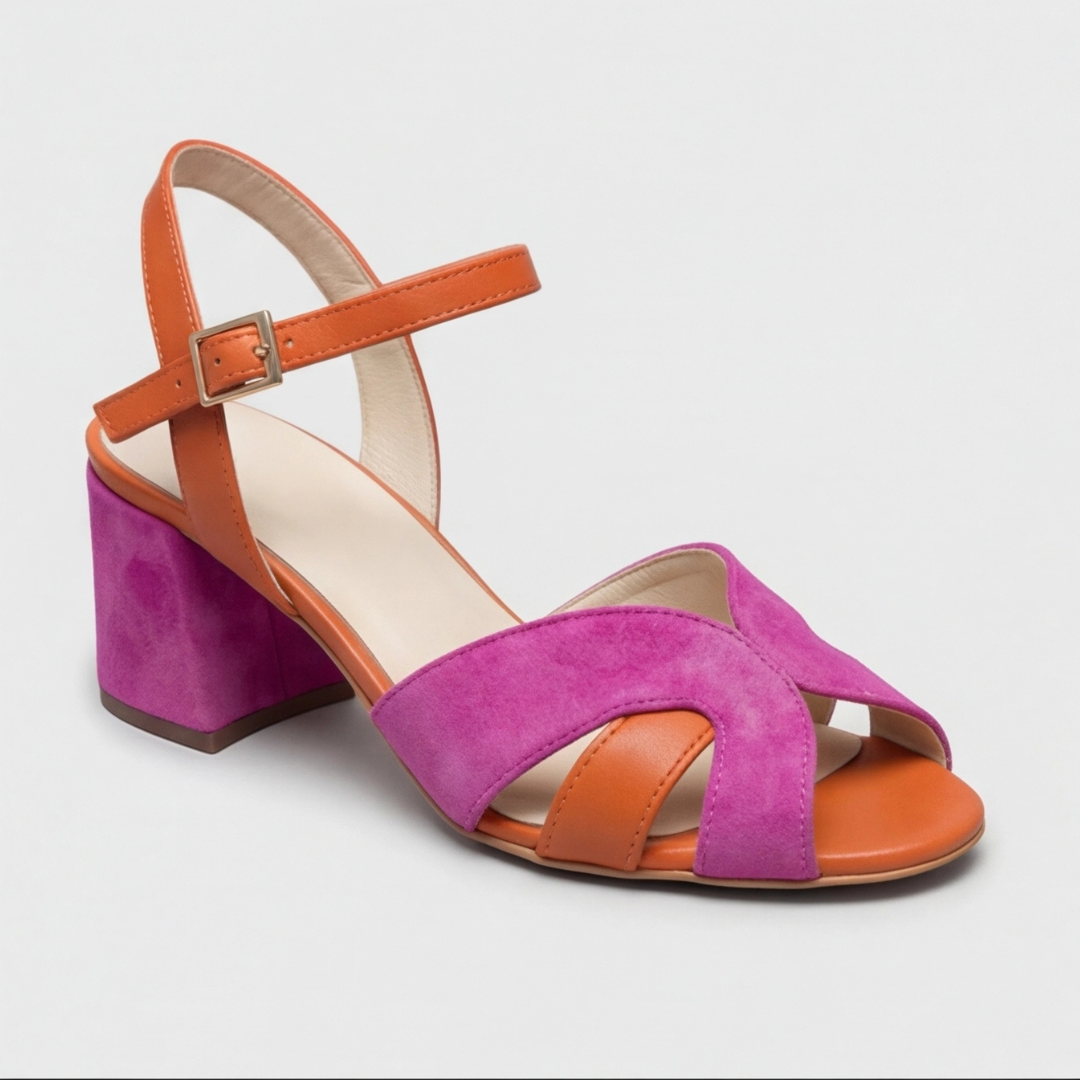 Amanda | Orthopaedic Colour Block Chunky Heels