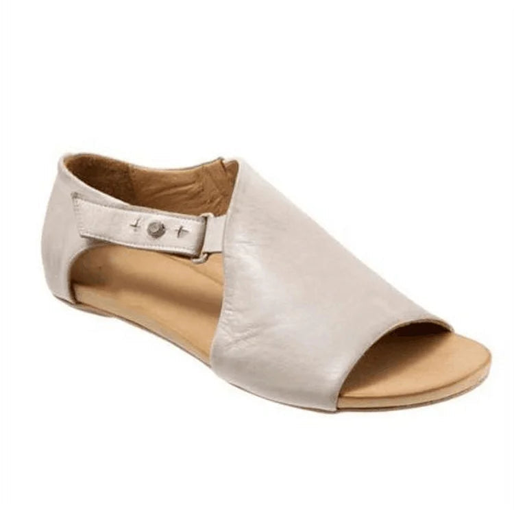 Asymmetrical Cut-Out Peep Toe Sandals with Strap and Buckle