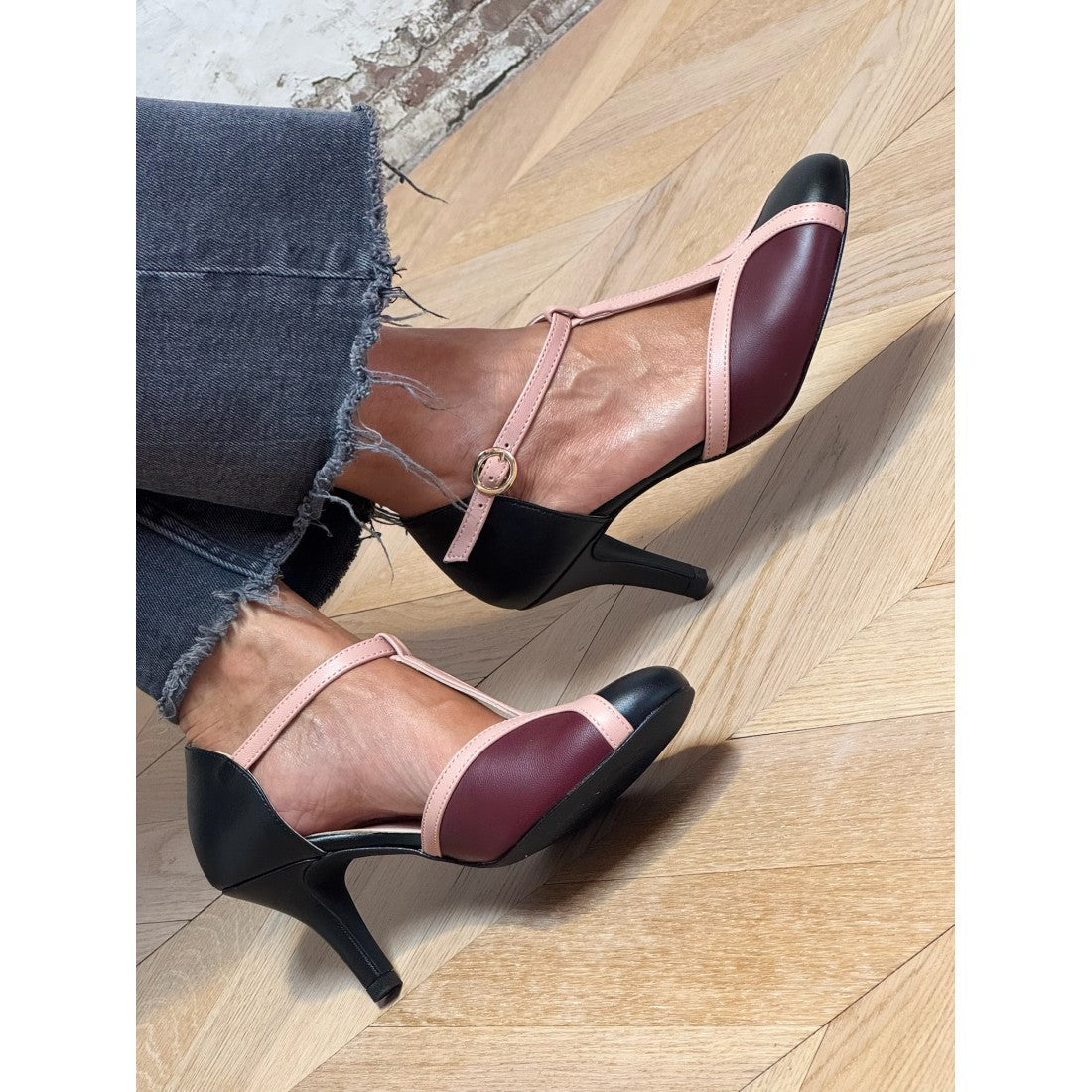 Hayley | Retro Two-Tone T-Bar Heels