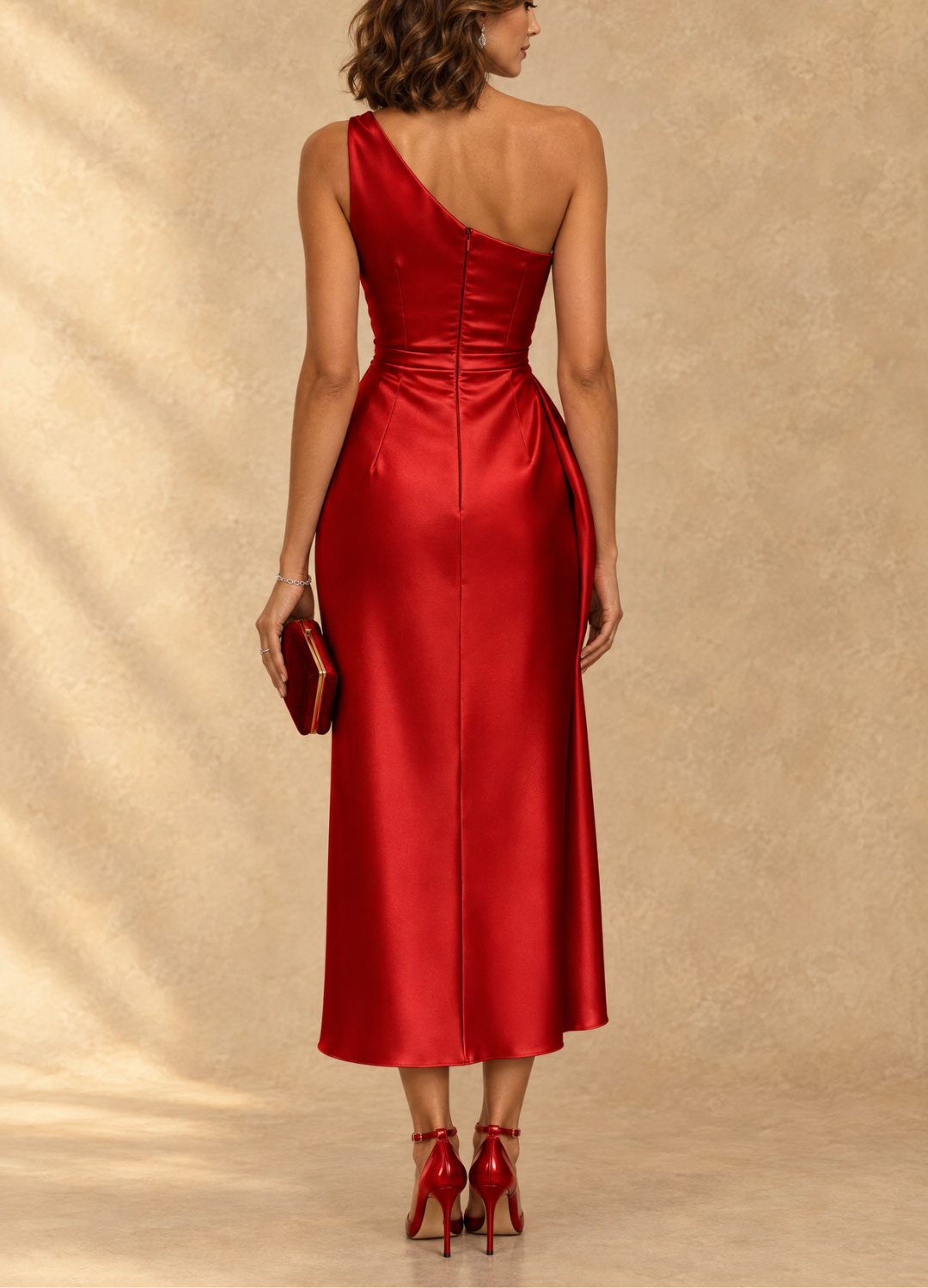 Diane | One-Shoulder Ruched Midi Dress