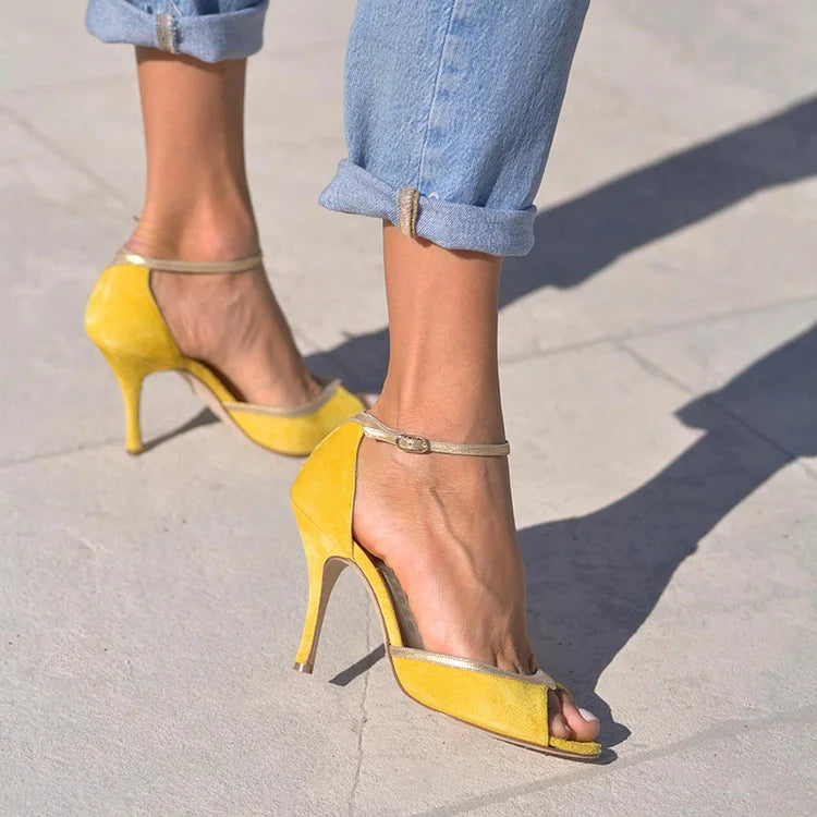 Sandals with High, Slim Heel