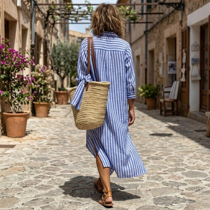 Carla | Airy Striped Shirt Dress