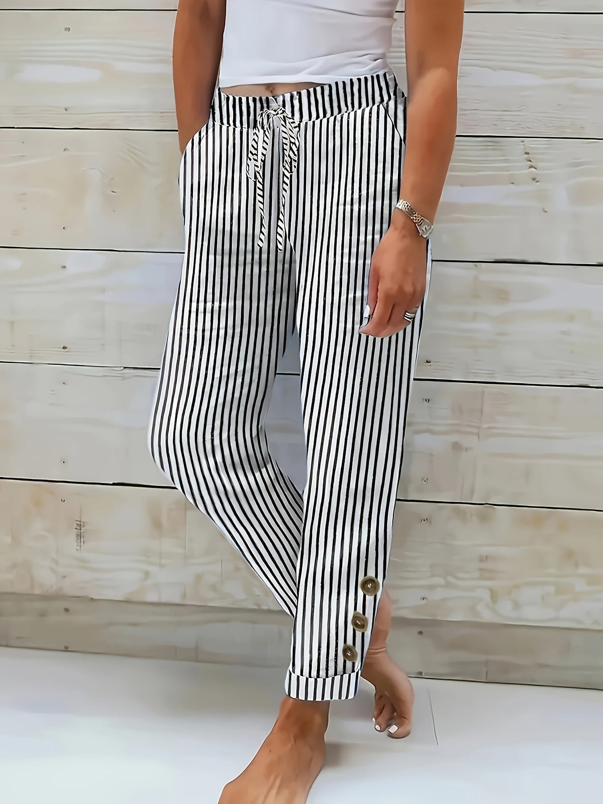 Raquelle Striped Casual Trousers