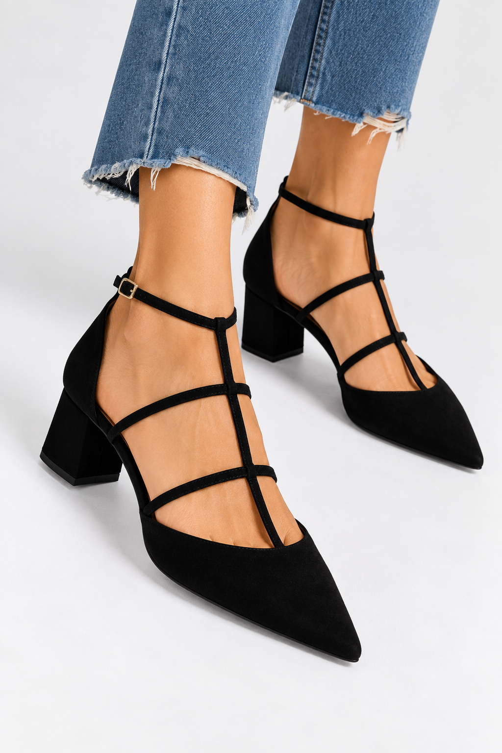 Sarah | Strappy Pointed Block Heels