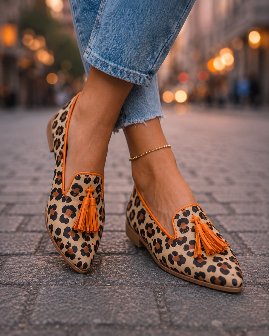 Nerina Leopard Print Loafers with Tassels