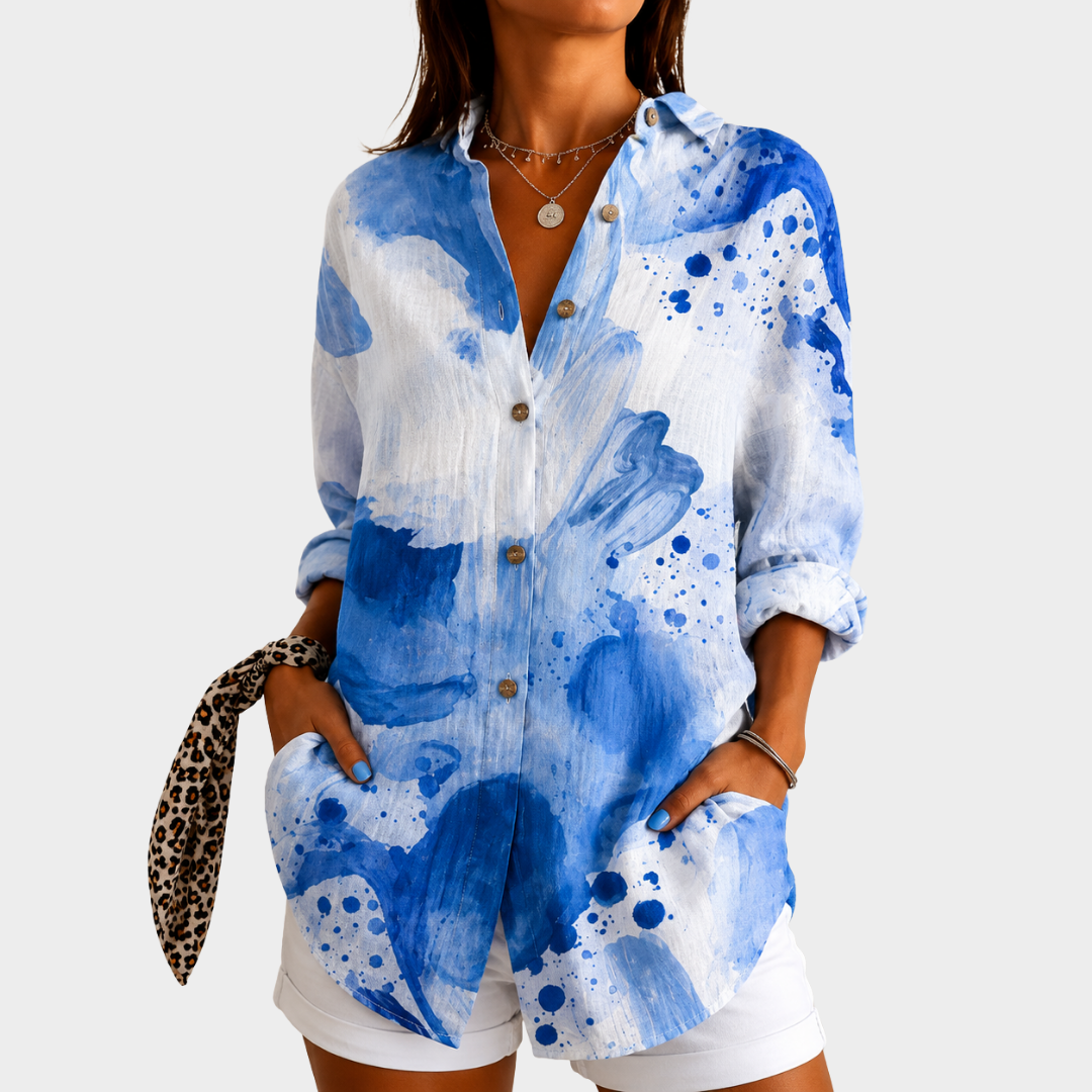 Maxine | Coastal Watercolour Breeze Blouse