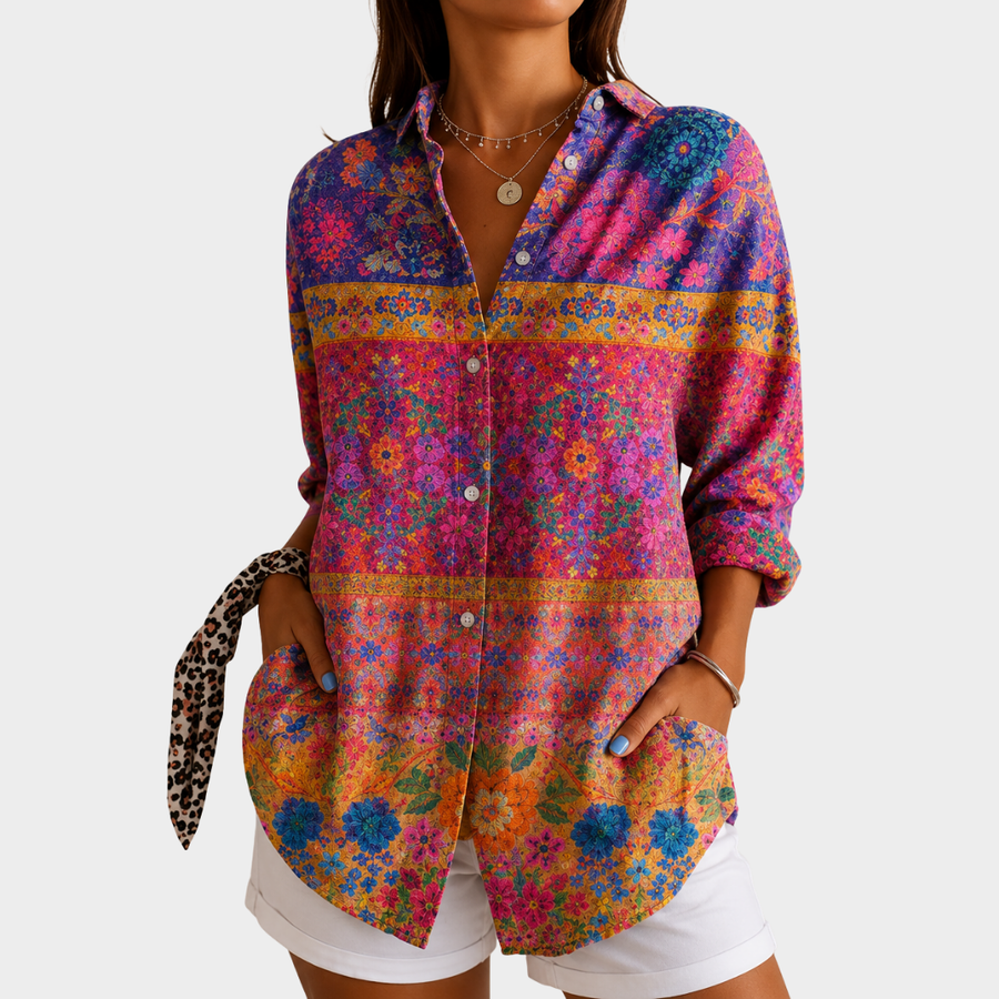 Tiarne | Vibrant Garden Mosaic Blouse