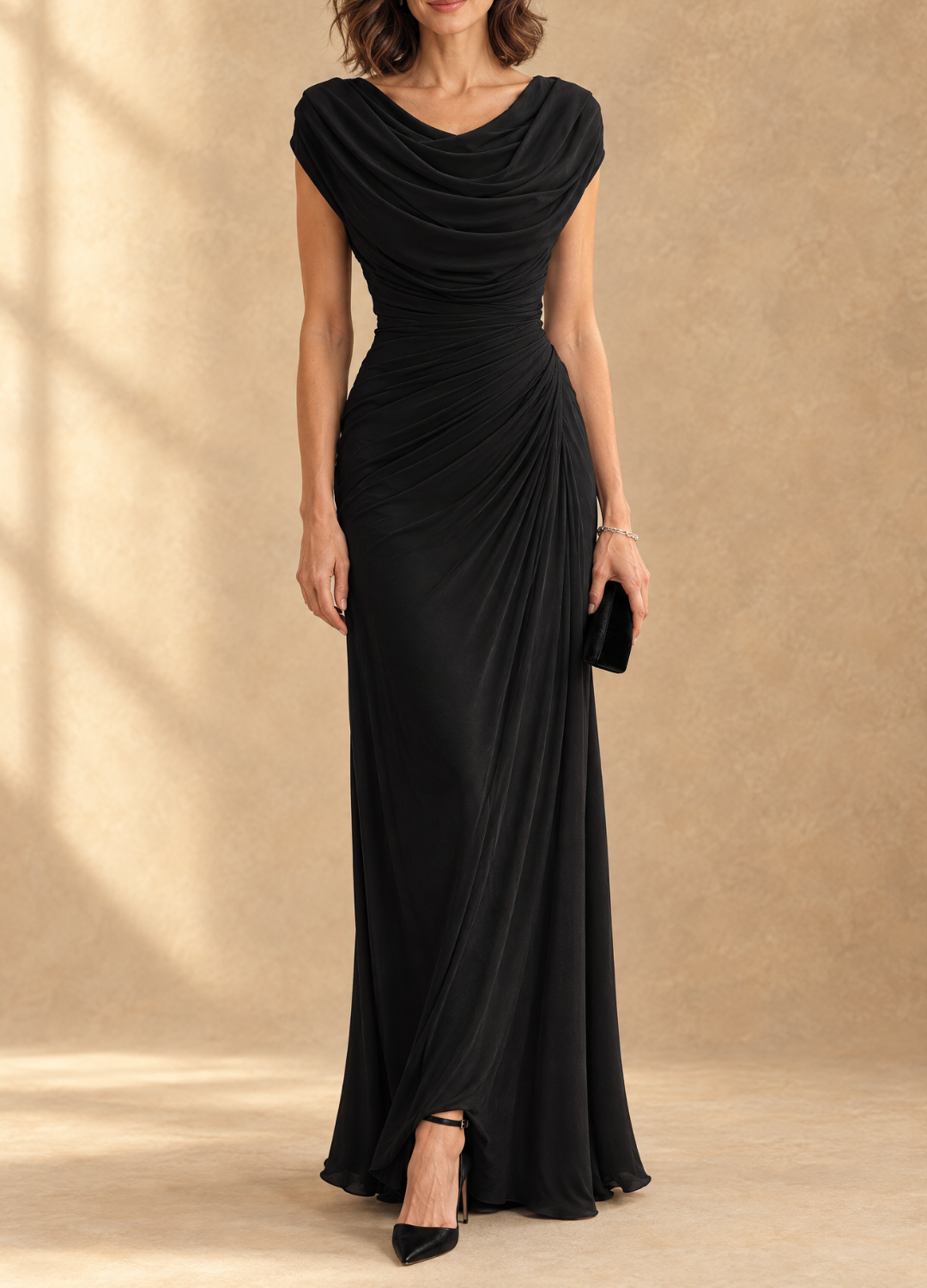 Cynthia | Cowl Neck Draped Maxi Dress