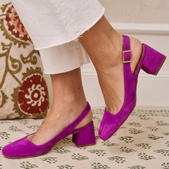 Essential Block Heel Slingbacks with Square Toe and Buckle