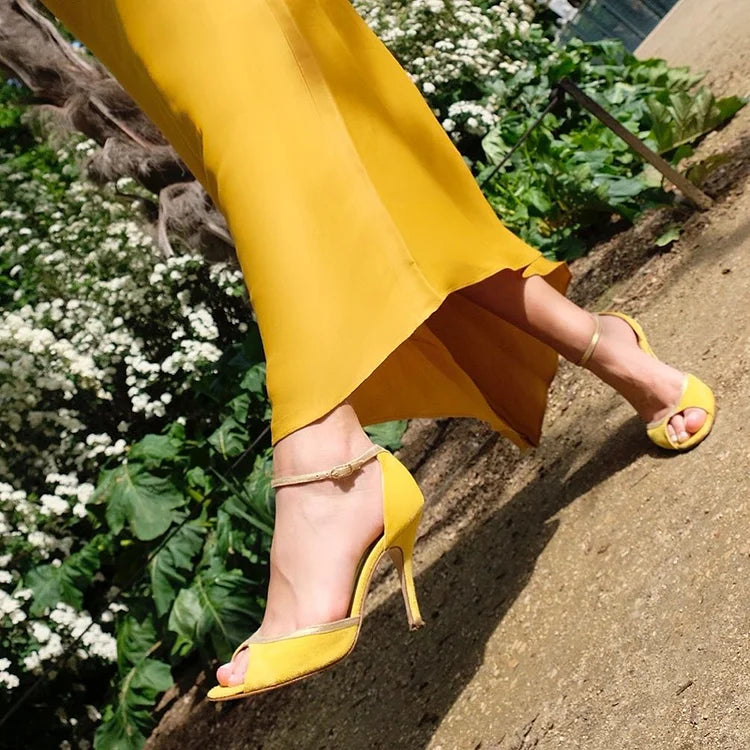 Sandals with High, Slim Heel